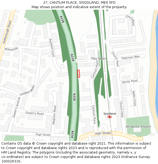 27, CANTIUM PLACE, SNODLAND, ME6 5FD: Location map and indicative extent of plot