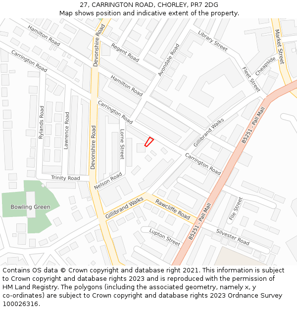 27, CARRINGTON ROAD, CHORLEY, PR7 2DG: Location map and indicative extent of plot