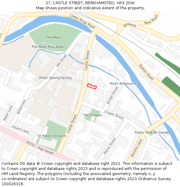 27, CASTLE STREET, BERKHAMSTED, HP4 2DW: Location map and indicative extent of plot