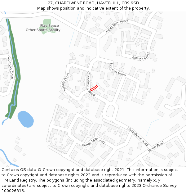 27, CHAPELWENT ROAD, HAVERHILL, CB9 9SB: Location map and indicative extent of plot