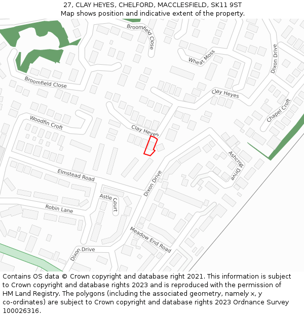 27, CLAY HEYES, CHELFORD, MACCLESFIELD, SK11 9ST: Location map and indicative extent of plot