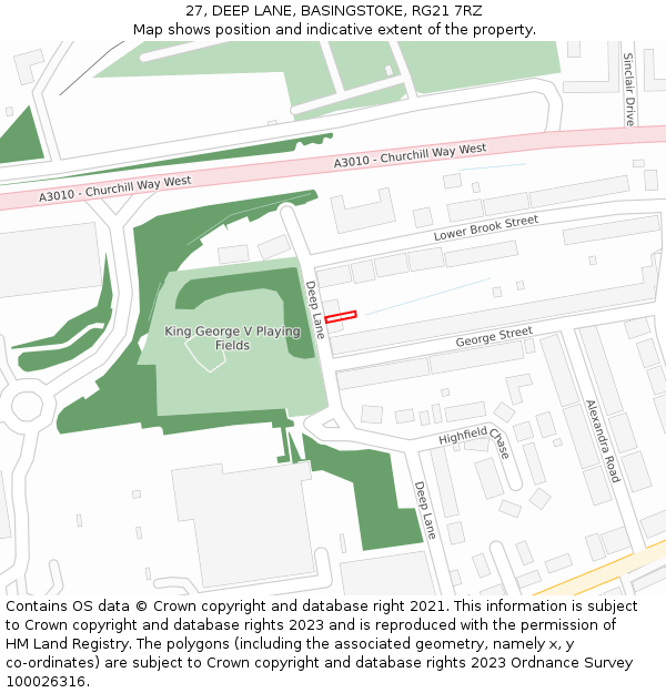 27, DEEP LANE, BASINGSTOKE, RG21 7RZ: Location map and indicative extent of plot