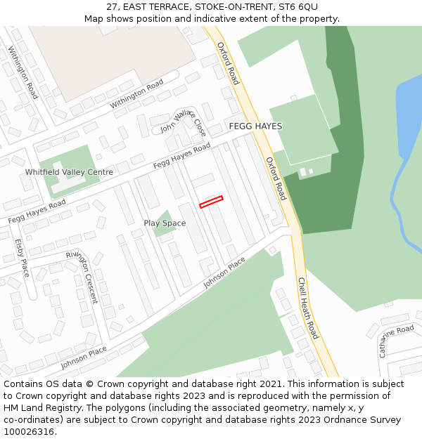 27, EAST TERRACE, STOKE-ON-TRENT, ST6 6QU: Location map and indicative extent of plot