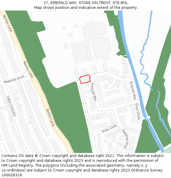 27, EMERALD WAY, STOKE-ON-TRENT, ST6 8HL: Location map and indicative extent of plot