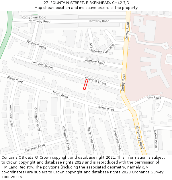27, FOUNTAIN STREET, BIRKENHEAD, CH42 7JD: Location map and indicative extent of plot
