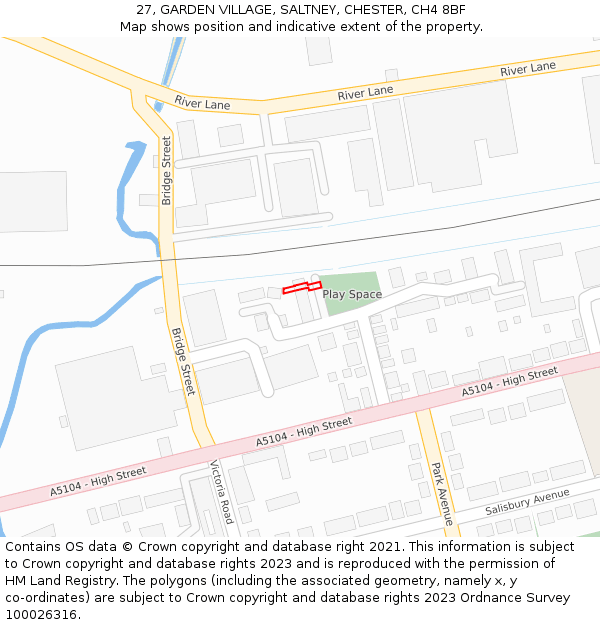 27, GARDEN VILLAGE, SALTNEY, CHESTER, CH4 8BF: Location map and indicative extent of plot