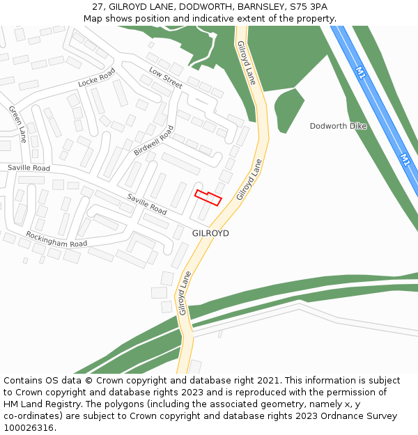 27, GILROYD LANE, DODWORTH, BARNSLEY, S75 3PA: Location map and indicative extent of plot