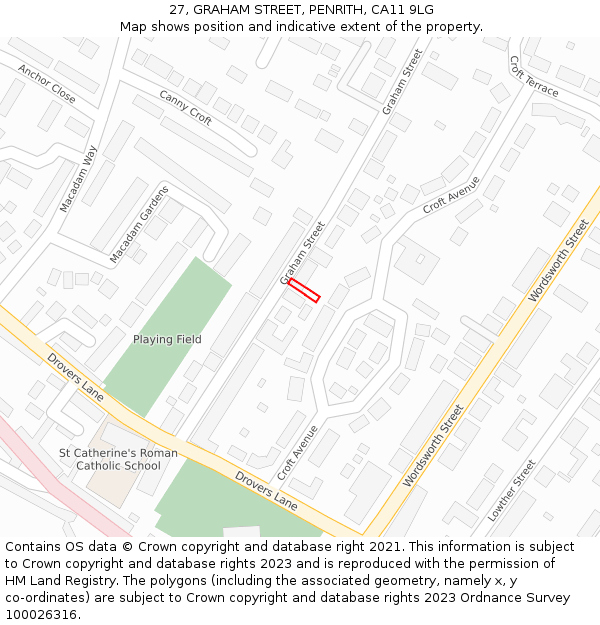 27, GRAHAM STREET, PENRITH, CA11 9LG: Location map and indicative extent of plot