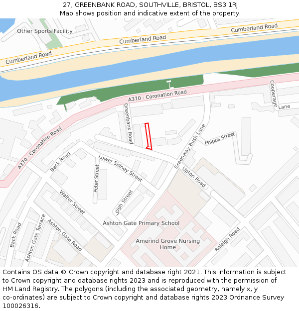 27, GREENBANK ROAD, SOUTHVILLE, BRISTOL, BS3 1RJ: Location map and indicative extent of plot