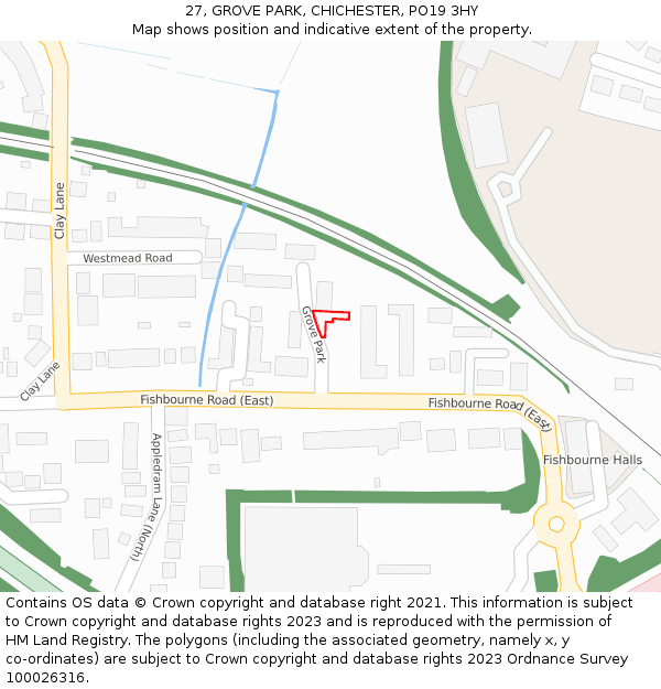 27, GROVE PARK, CHICHESTER, PO19 3HY: Location map and indicative extent of plot