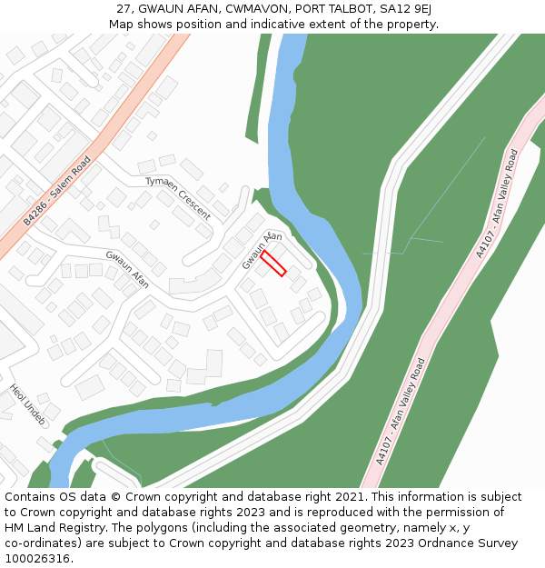 27, GWAUN AFAN, CWMAVON, PORT TALBOT, SA12 9EJ: Location map and indicative extent of plot