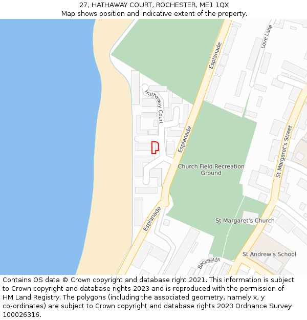 27, HATHAWAY COURT, ROCHESTER, ME1 1QX: Location map and indicative extent of plot