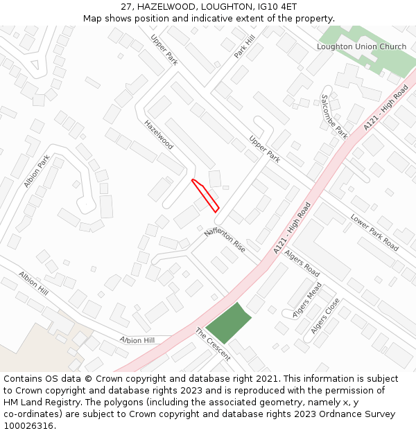 27, HAZELWOOD, LOUGHTON, IG10 4ET: Location map and indicative extent of plot