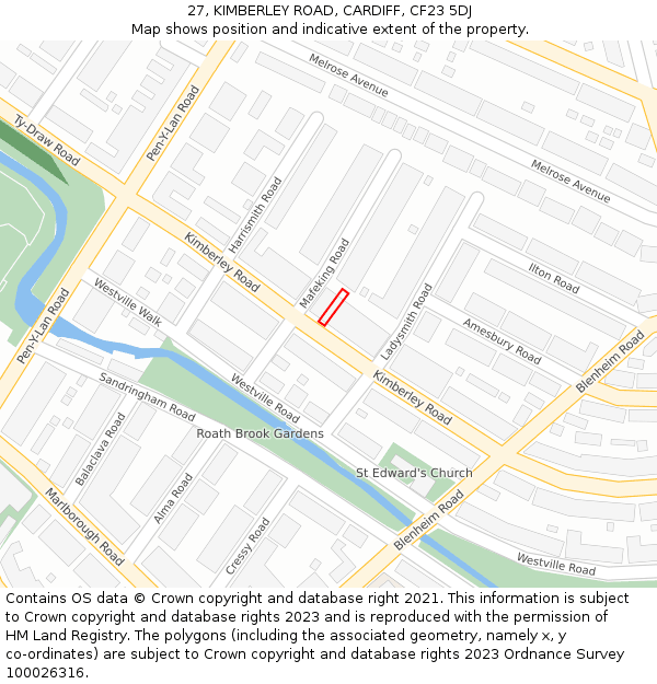 27, KIMBERLEY ROAD, CARDIFF, CF23 5DJ: Location map and indicative extent of plot
