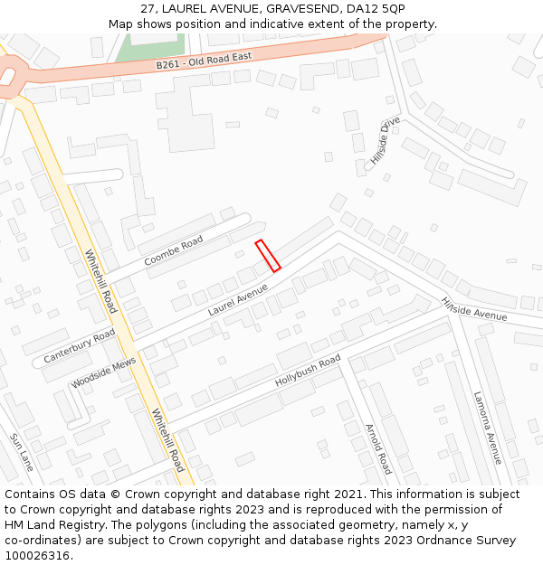 27, LAUREL AVENUE, GRAVESEND, DA12 5QP: Location map and indicative extent of plot