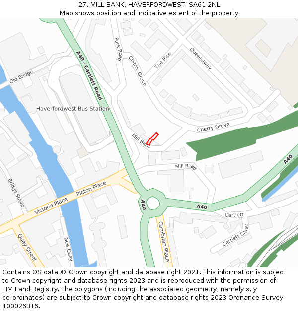 27, MILL BANK, HAVERFORDWEST, SA61 2NL: Location map and indicative extent of plot