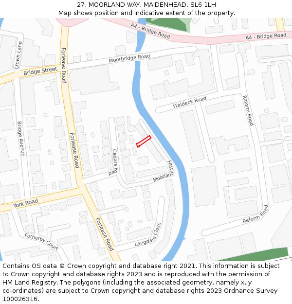 27, MOORLAND WAY, MAIDENHEAD, SL6 1LH: Location map and indicative extent of plot