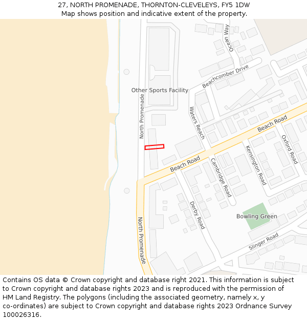 27, NORTH PROMENADE, THORNTON-CLEVELEYS, FY5 1DW: Location map and indicative extent of plot
