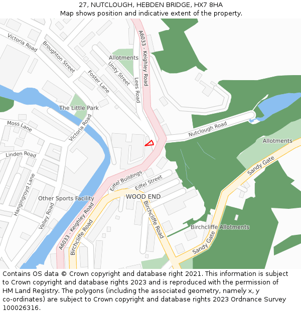 27, NUTCLOUGH, HEBDEN BRIDGE, HX7 8HA: Location map and indicative extent of plot