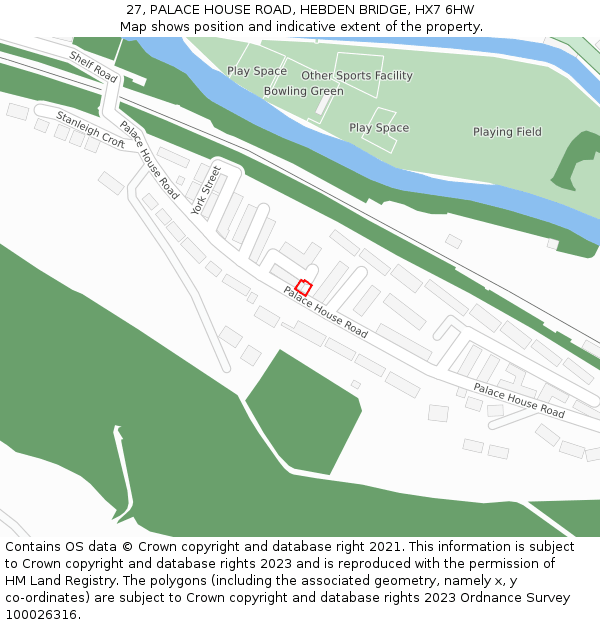 27, PALACE HOUSE ROAD, HEBDEN BRIDGE, HX7 6HW: Location map and indicative extent of plot
