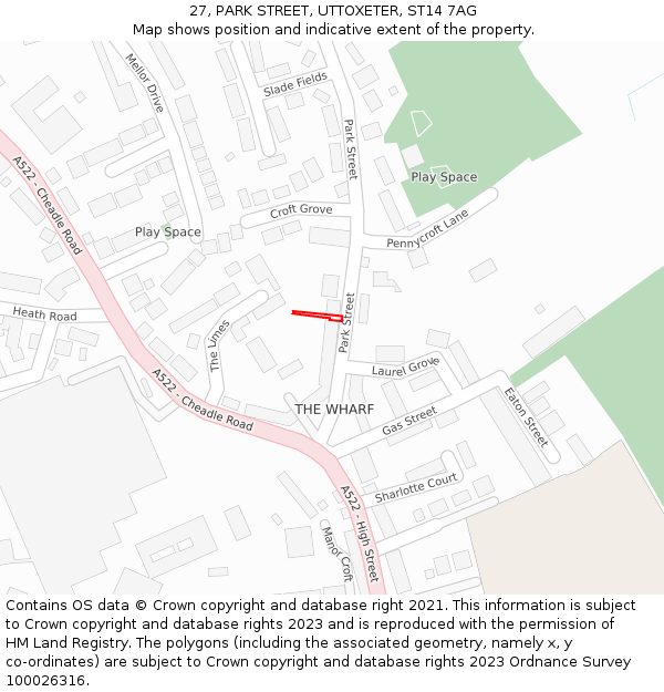 27, PARK STREET, UTTOXETER, ST14 7AG: Location map and indicative extent of plot