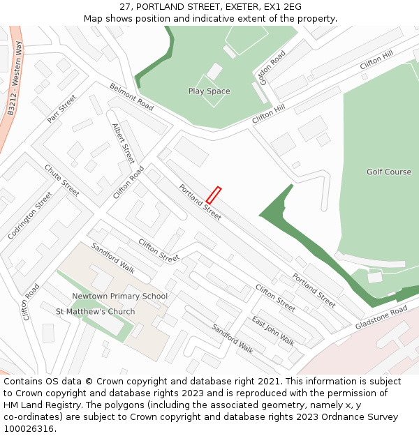 27, PORTLAND STREET, EXETER, EX1 2EG: Location map and indicative extent of plot
