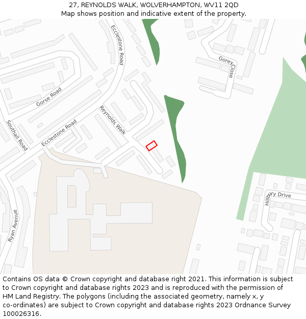 27, REYNOLDS WALK, WOLVERHAMPTON, WV11 2QD: Location map and indicative extent of plot