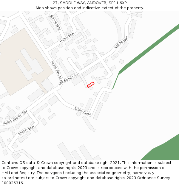 27, SADDLE WAY, ANDOVER, SP11 6XP: Location map and indicative extent of plot