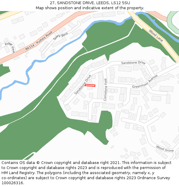 27, SANDSTONE DRIVE, LEEDS, LS12 5SU: Location map and indicative extent of plot