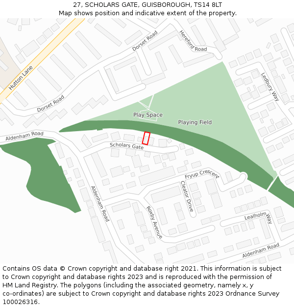 27, SCHOLARS GATE, GUISBOROUGH, TS14 8LT: Location map and indicative extent of plot