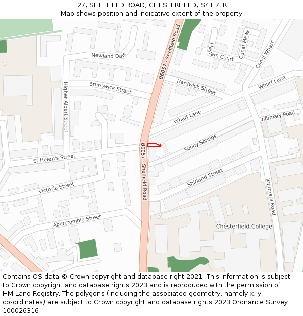 27, SHEFFIELD ROAD, CHESTERFIELD, S41 7LR: Location map and indicative extent of plot