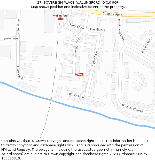 27, SOVEREIGN PLACE, WALLINGFORD, OX10 9GF: Location map and indicative extent of plot