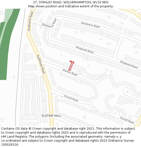 27, STANLEY ROAD, WOLVERHAMPTON, WV10 9EN: Location map and indicative extent of plot