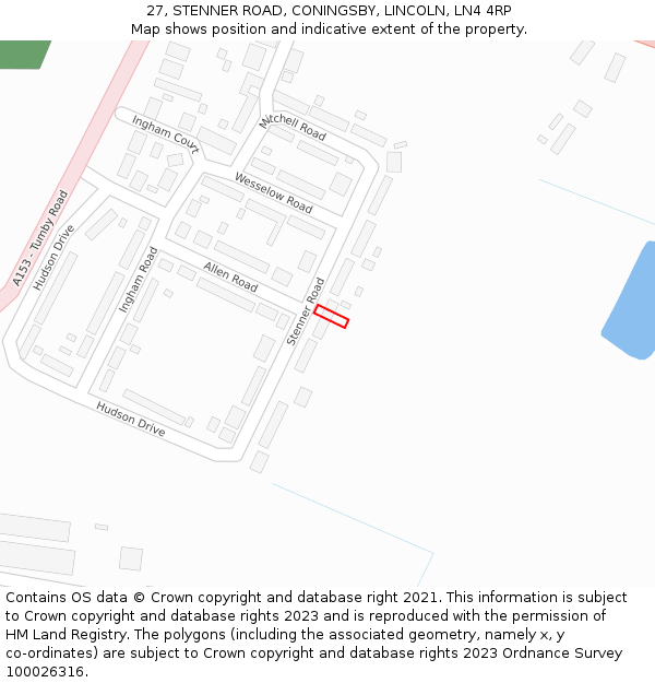 27, STENNER ROAD, CONINGSBY, LINCOLN, LN4 4RP: Location map and indicative extent of plot