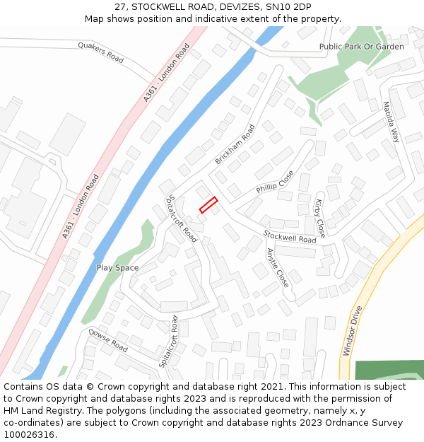 27, STOCKWELL ROAD, DEVIZES, SN10 2DP: Location map and indicative extent of plot