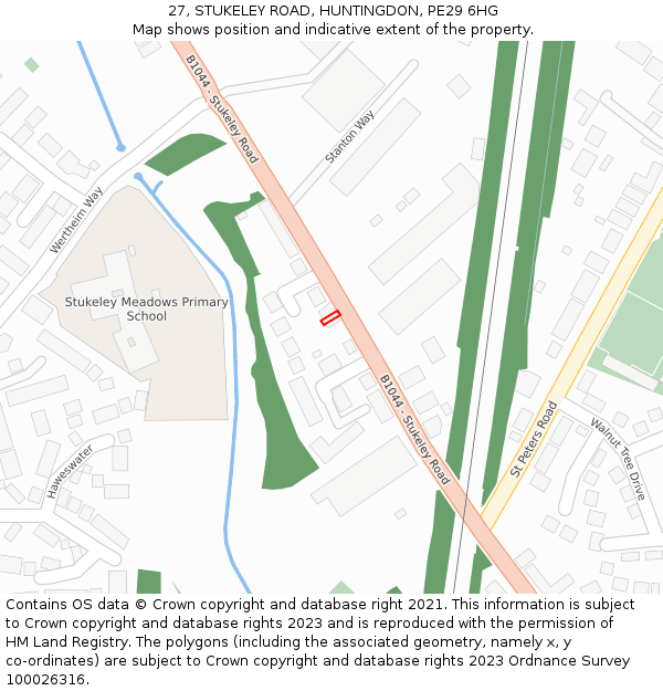 27, STUKELEY ROAD, HUNTINGDON, PE29 6HG: Location map and indicative extent of plot