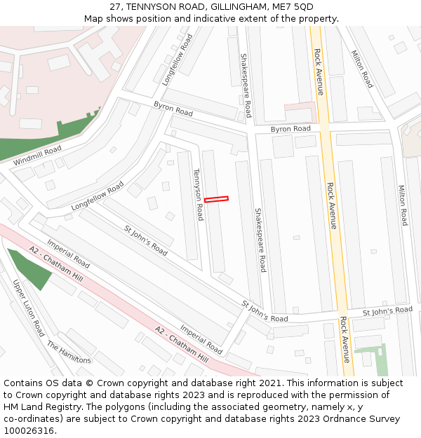 27, TENNYSON ROAD, GILLINGHAM, ME7 5QD: Location map and indicative extent of plot