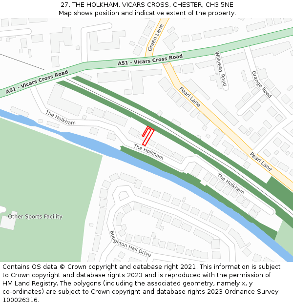 27, THE HOLKHAM, VICARS CROSS, CHESTER, CH3 5NE: Location map and indicative extent of plot