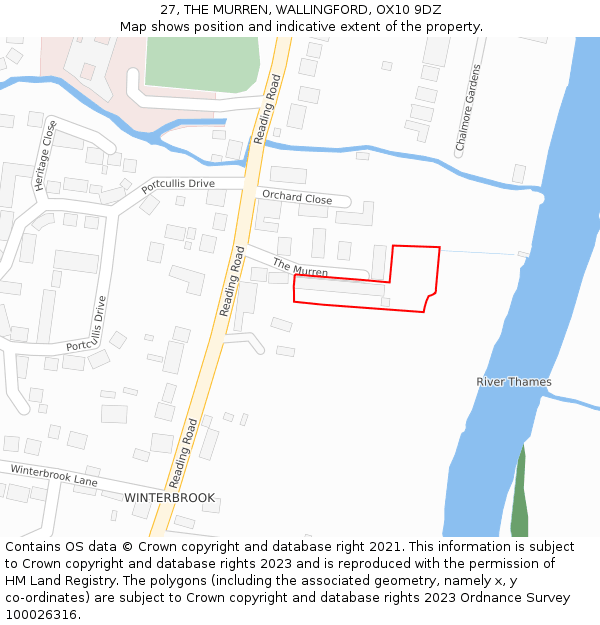 27, THE MURREN, WALLINGFORD, OX10 9DZ: Location map and indicative extent of plot