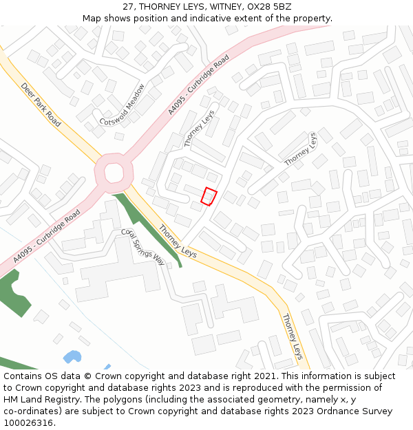 27, THORNEY LEYS, WITNEY, OX28 5BZ: Location map and indicative extent of plot