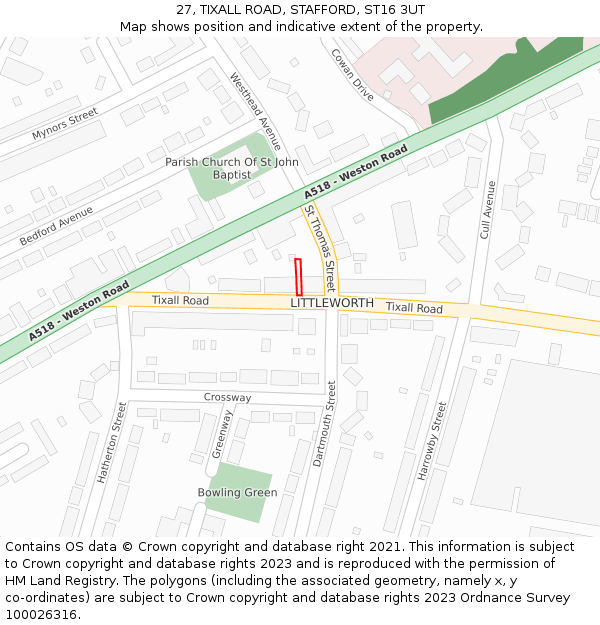 27, TIXALL ROAD, STAFFORD, ST16 3UT: Location map and indicative extent of plot