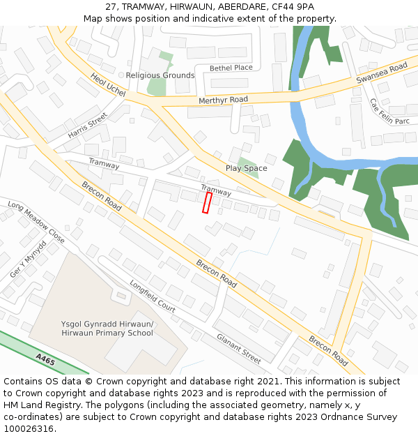 27, TRAMWAY, HIRWAUN, ABERDARE, CF44 9PA: Location map and indicative extent of plot