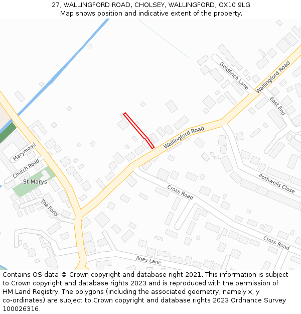 27, WALLINGFORD ROAD, CHOLSEY, WALLINGFORD, OX10 9LG: Location map and indicative extent of plot