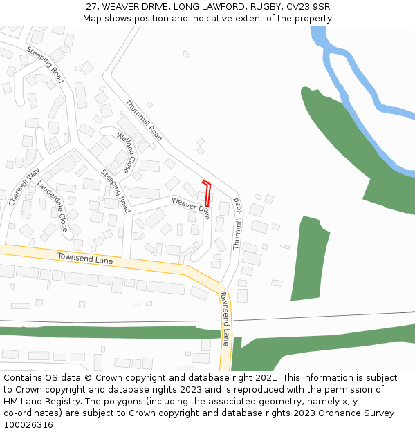 27, WEAVER DRIVE, LONG LAWFORD, RUGBY, CV23 9SR: Location map and indicative extent of plot