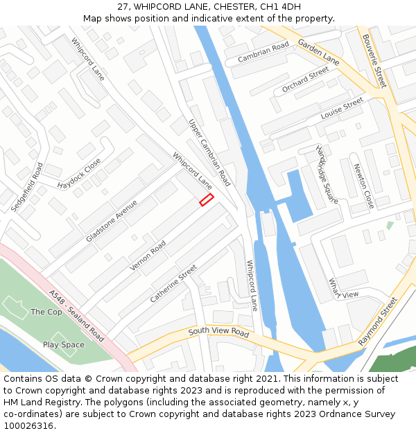 27, WHIPCORD LANE, CHESTER, CH1 4DH: Location map and indicative extent of plot