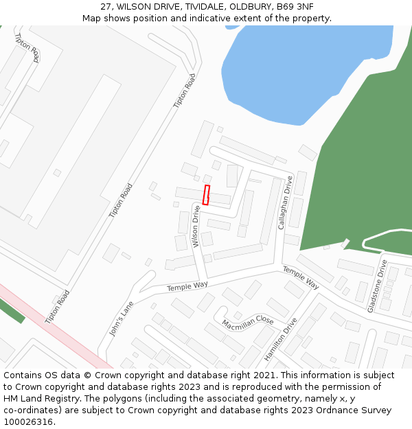 27, WILSON DRIVE, TIVIDALE, OLDBURY, B69 3NF: Location map and indicative extent of plot