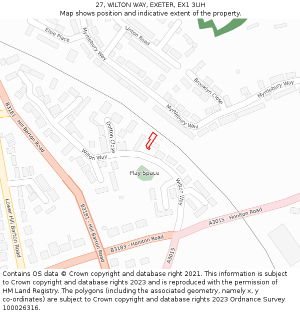 27, WILTON WAY, EXETER, EX1 3UH: Location map and indicative extent of plot
