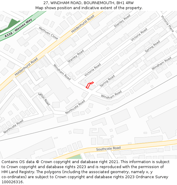 27, WINDHAM ROAD, BOURNEMOUTH, BH1 4RW: Location map and indicative extent of plot