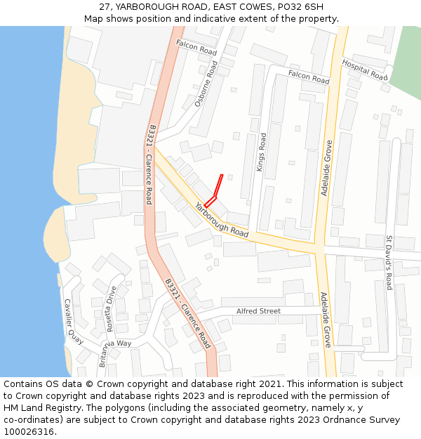 27, YARBOROUGH ROAD, EAST COWES, PO32 6SH: Location map and indicative extent of plot