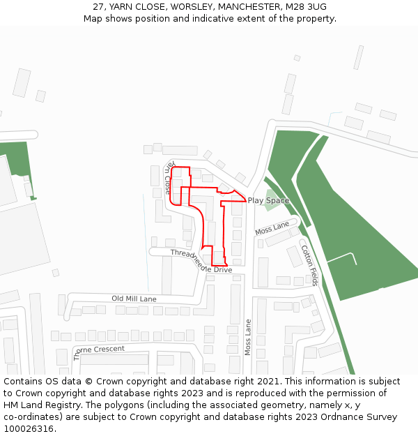 27, YARN CLOSE, WORSLEY, MANCHESTER, M28 3UG: Location map and indicative extent of plot